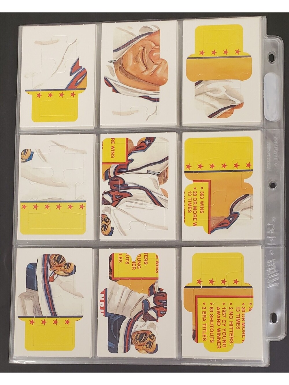 Vintage 1988 Donruss Diamond King Puzzle Cards Warren Spahn Baseball Set 45x